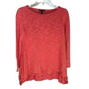 Eileen Fisher Organic Linen Blend Sweater Oversized Pullover Coral  XS